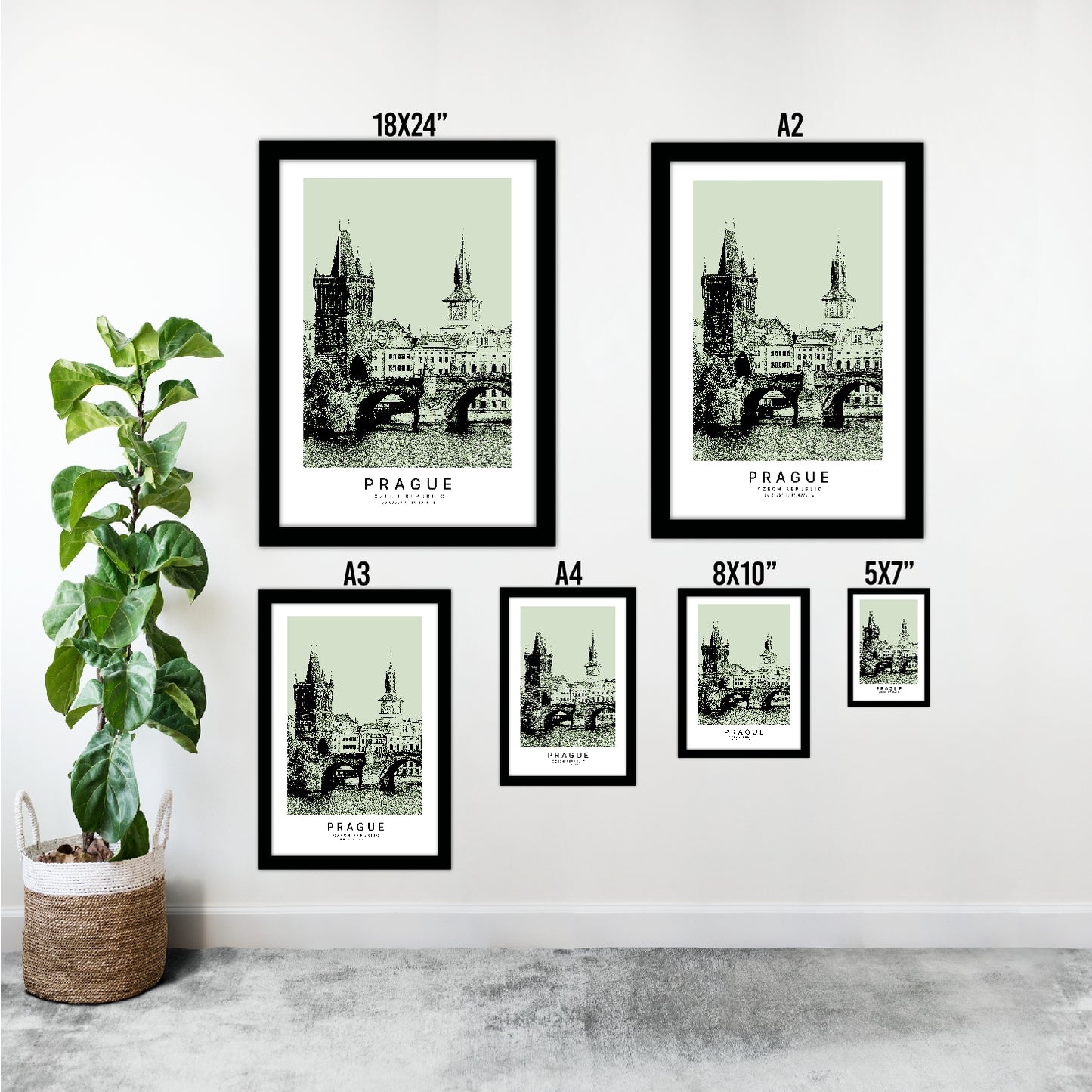 Prague Czech Republic Sketch Art Style Travel Poster Wall Art Print Home Decor Picture Wanderlust