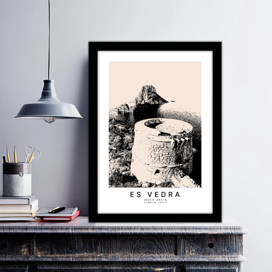 Ibiza Spain Es Vedra Sketch Art Style Travel Poster Wall Art Print Home Decor Picture Wanderlust