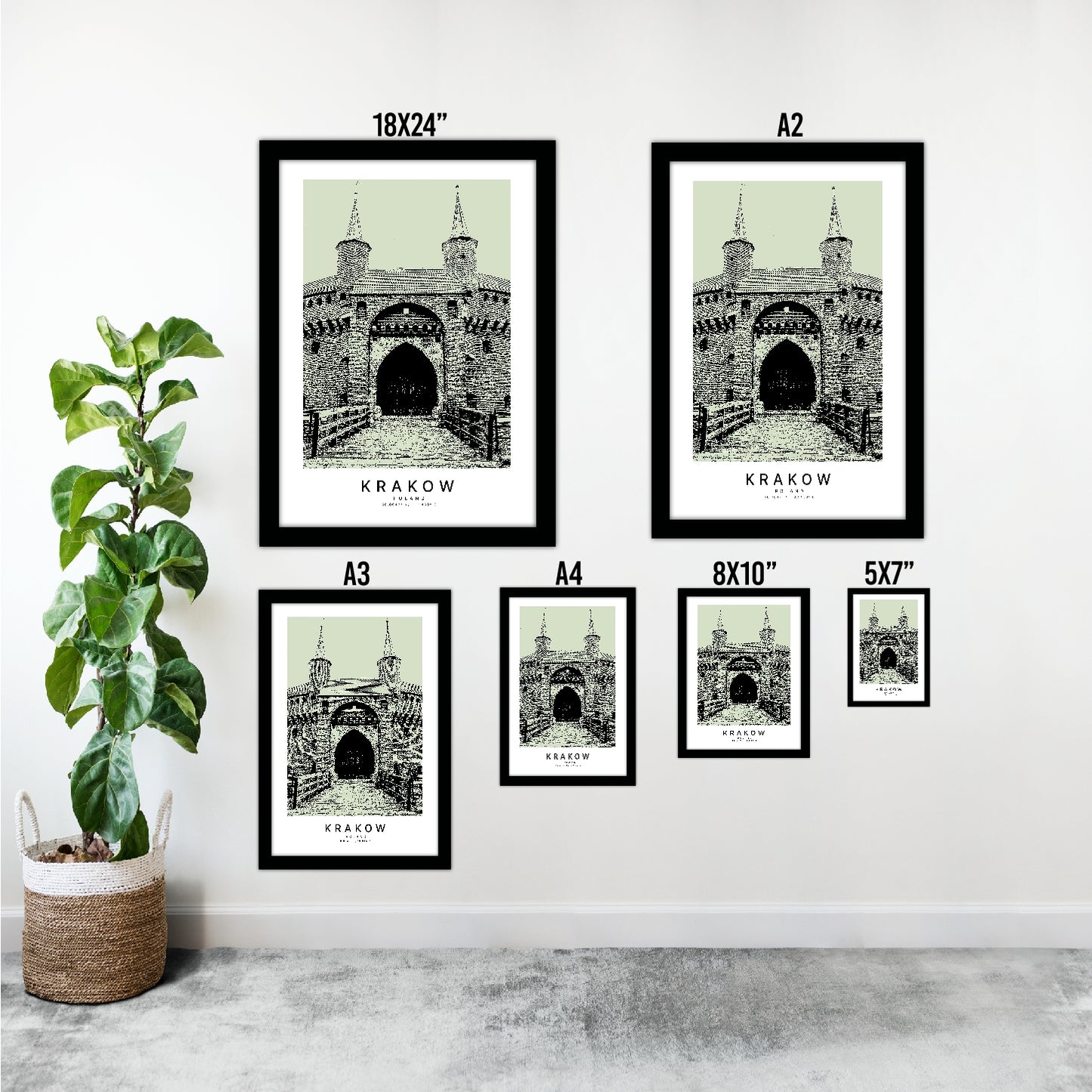 Krakow Poland Sketch Art Style Travel Poster Wall Art Print Home Decor Picture Wanderlust