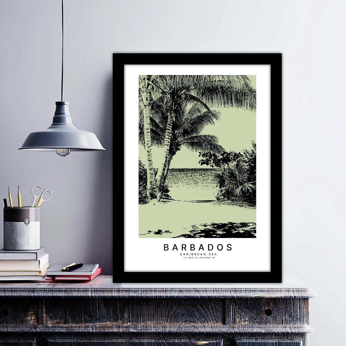 The Caribbean Barbados Sketch Art Style Travel Poster Wall Art Print Home Decor Picture Wanderlust