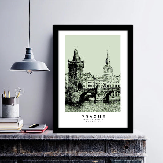 Prague Czech Republic Sketch Art Style Travel Poster Wall Art Print Home Decor Picture Wanderlust