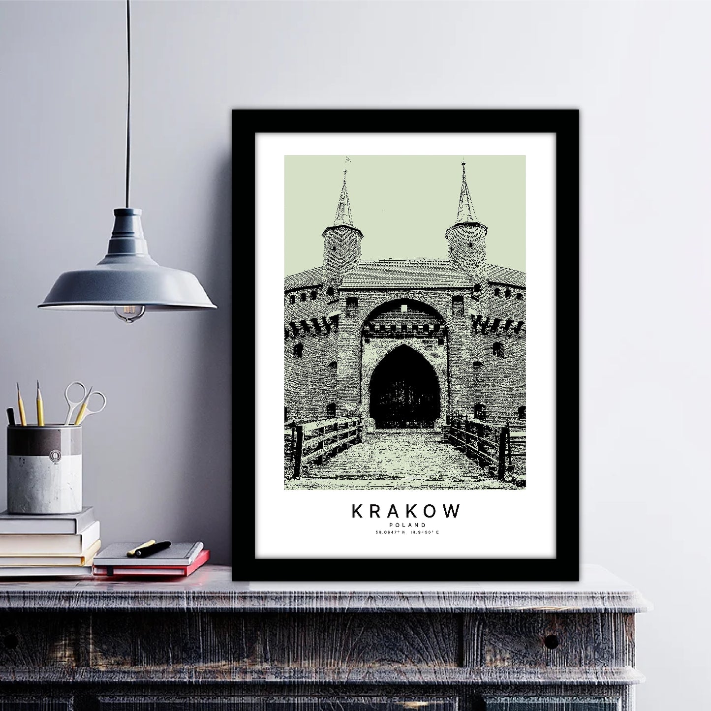 Krakow Poland Sketch Art Style Travel Poster Wall Art Print Home Decor Picture Wanderlust