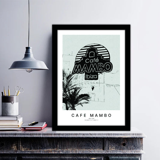 Cafe Mambo Ibiza Sketch Art Style Travel Poster Wall Art Print Home Decor Picture Wanderlust