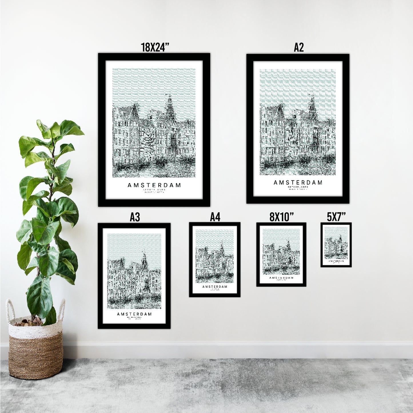 Amsterdam Netherlands Sketch Art Style Travel Poster Wall Art Print Home Decor Picture Wanderlust