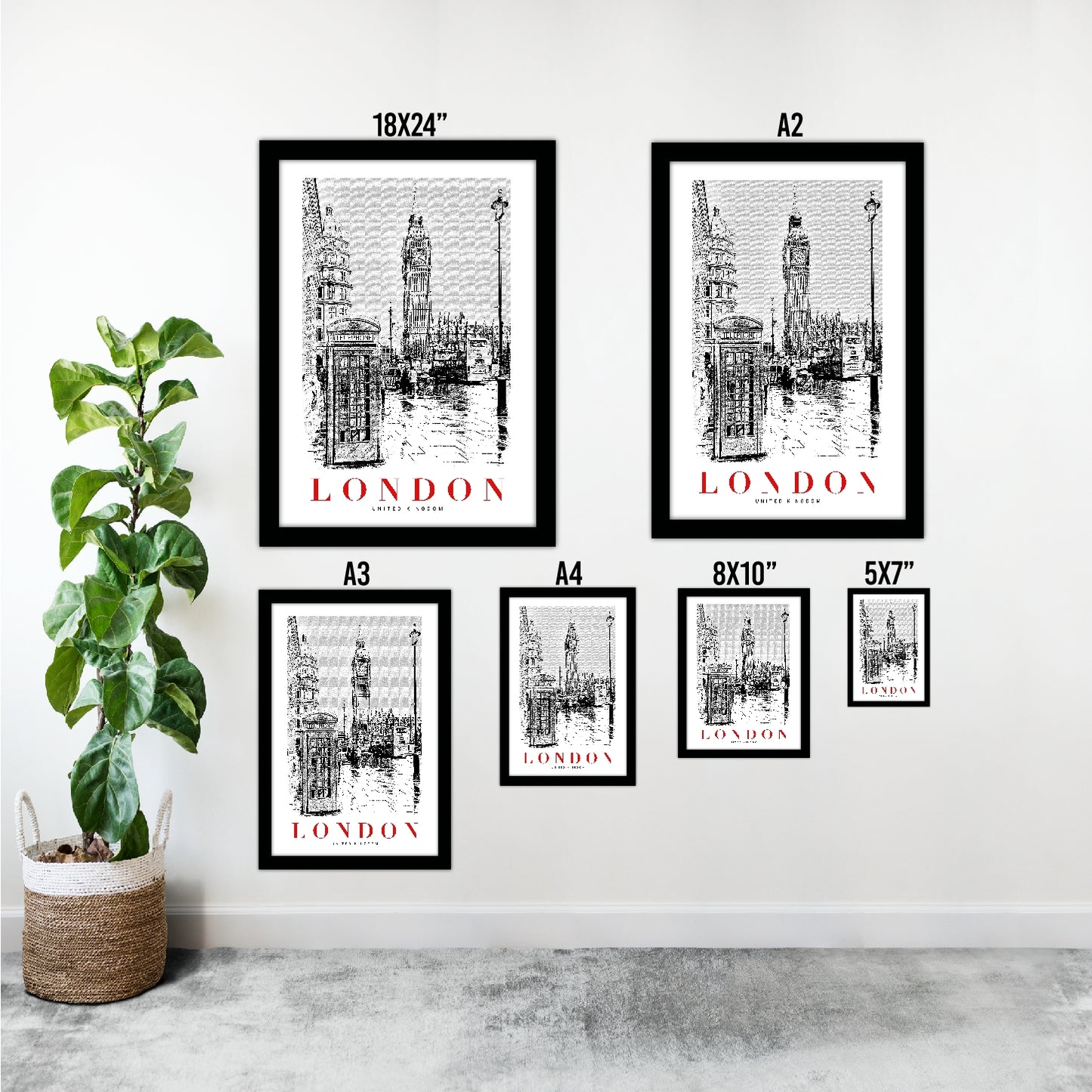 London B_W Sketch Art Style Travel Poster Wall Art Print Home Decor Picture Wanderlust