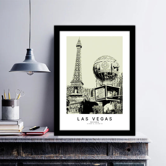 Las Vegas Nevada Sketch Art Style Travel Poster Wall Art Print Home Decor Picture Wanderlust