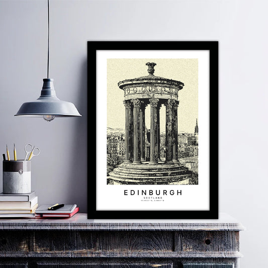 Edinburgh Sketch Art Style Travel Poster Wall Art Print Home Decor Picture Wanderlust