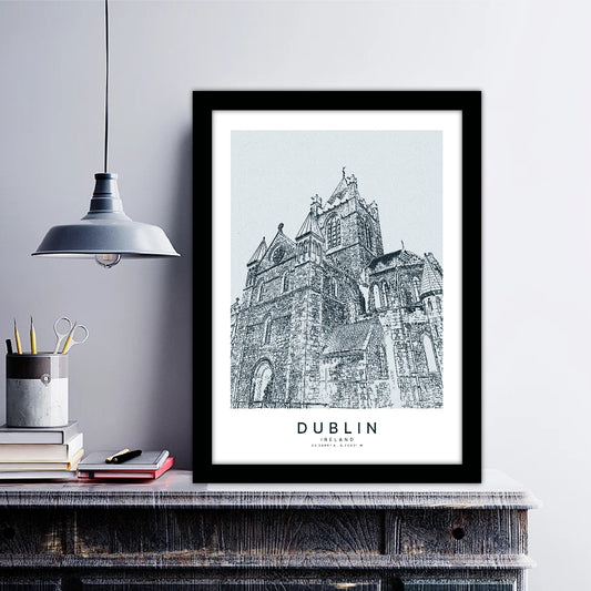 Dublin Ireland Sketch Art Style Travel Poster Wall Art Print Home Decor Picture Wanderlust