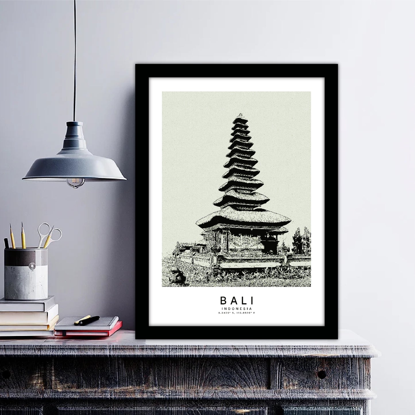 Bali Indonesia Sketch Art Style Travel Poster Wall Art Print Home Decor Picture Wanderlust