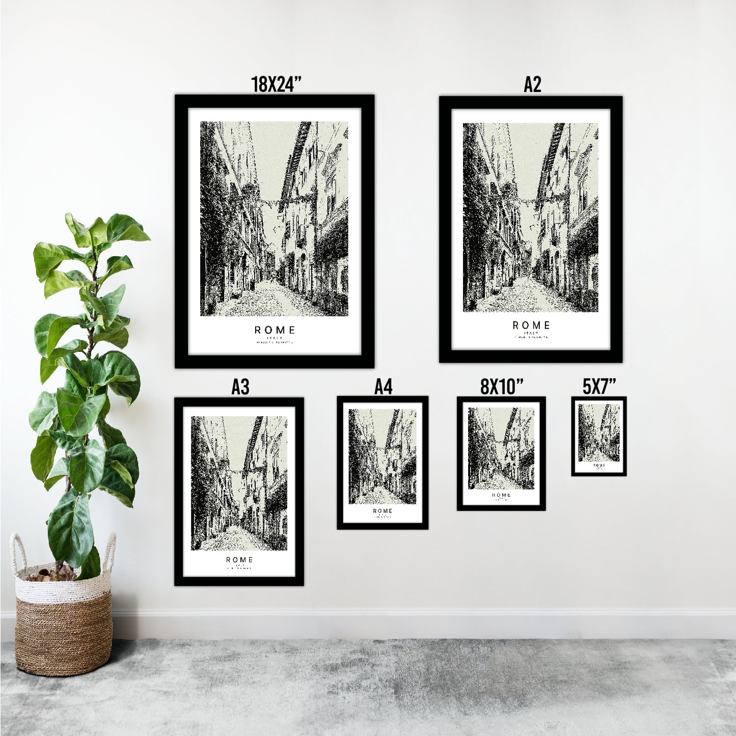 Rome Italy Sketch Art Style Travel Poster Wall Art Print Home Decor Picture Wanderlust