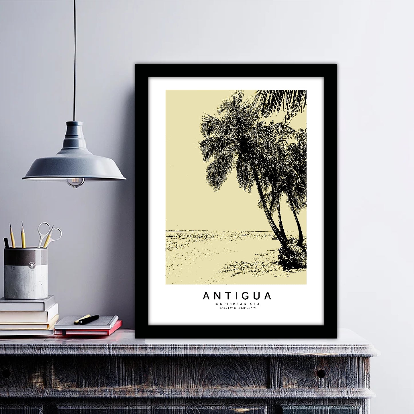 The Caribbean Antigua Sketch Art Style Travel Poster Wall Art Print Home Decor Picture Wanderlust