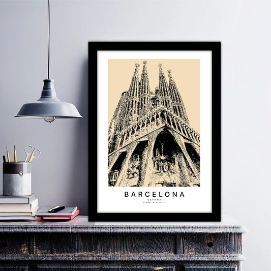 Barcelona Espana Sketch Art Style Travel Poster Wall Art Print Home Decor Picture Wanderlust