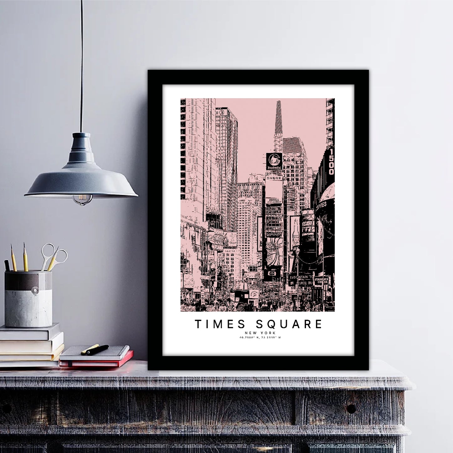 Times Square New York Sketch Art Style Travel Poster Wall Art Print Home Decor Picture Wanderlust