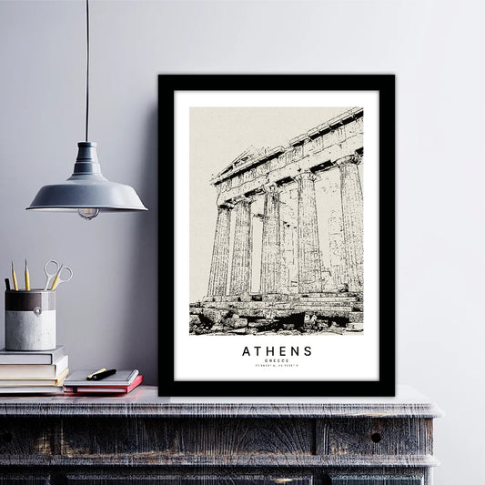 Athens Greece Sketch Art Style Travel Poster Wall Art Print Home Decor Picture Wanderlust