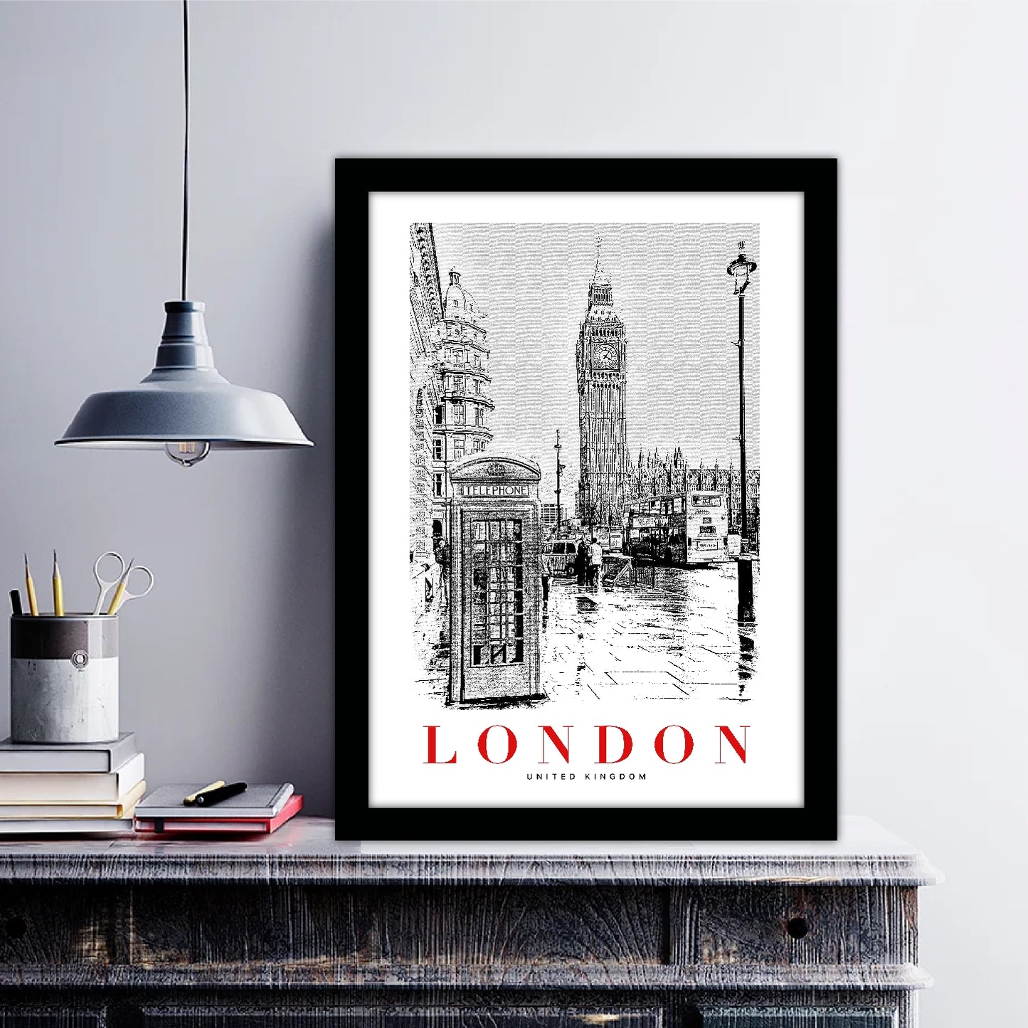 London B_W Sketch Art Style Travel Poster Wall Art Print Home Decor Picture Wanderlust