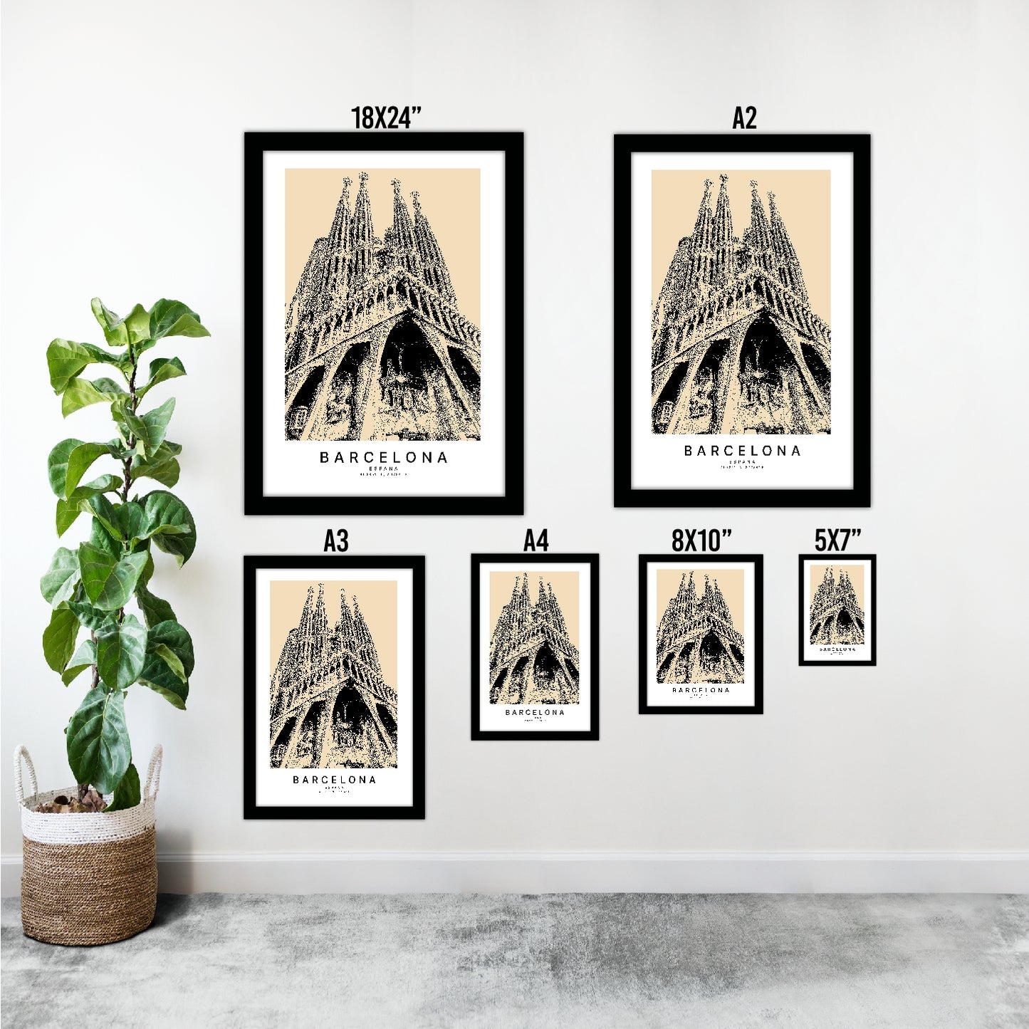 Barcelona Espana Sketch Art Style Travel Poster Wall Art Print Home Decor Picture Wanderlust