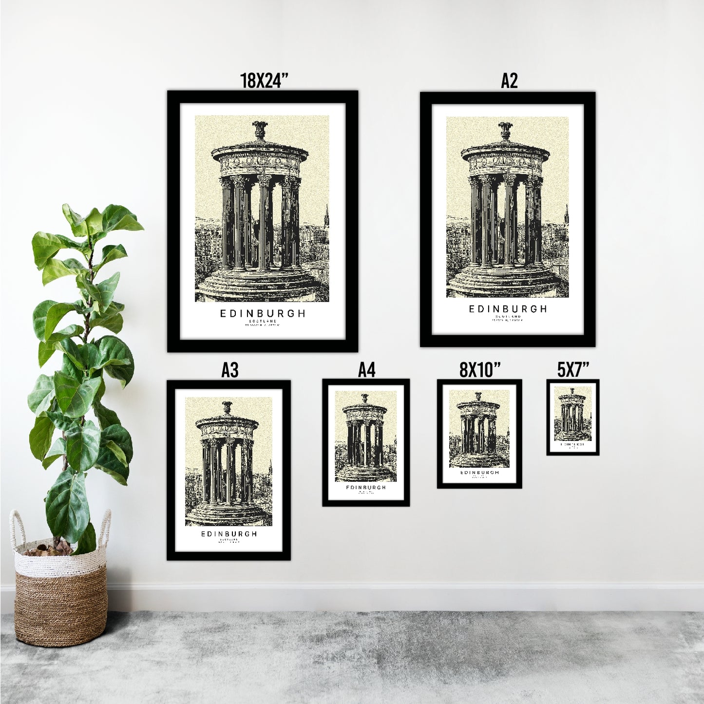 Edinburgh Sketch Art Style Travel Poster Wall Art Print Home Decor Picture Wanderlust