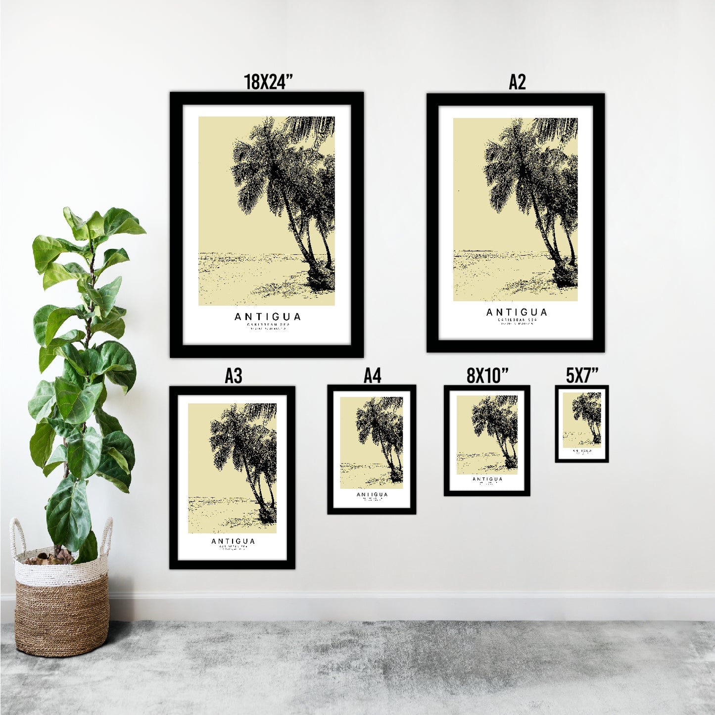 The Caribbean Antigua Sketch Art Style Travel Poster Wall Art Print Home Decor Picture Wanderlust