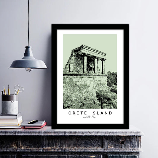 Crete Greek Island Sketch Art Style Travel Poster Wall Art Print Home Decor Picture Wanderlust