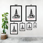 Bali Indonesia B_W Sketch Art Style Travel Poster Wall Art Print Home Decor Picture Wanderlust