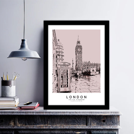 London Sketch Art Style Travel Poster Wall Art Print Home Decor Picture Wanderlust